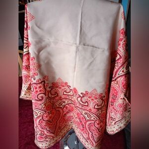 Talbots, Silk Scarf, 100% Silk, NWT, Approximately 30x30, Red/Tan